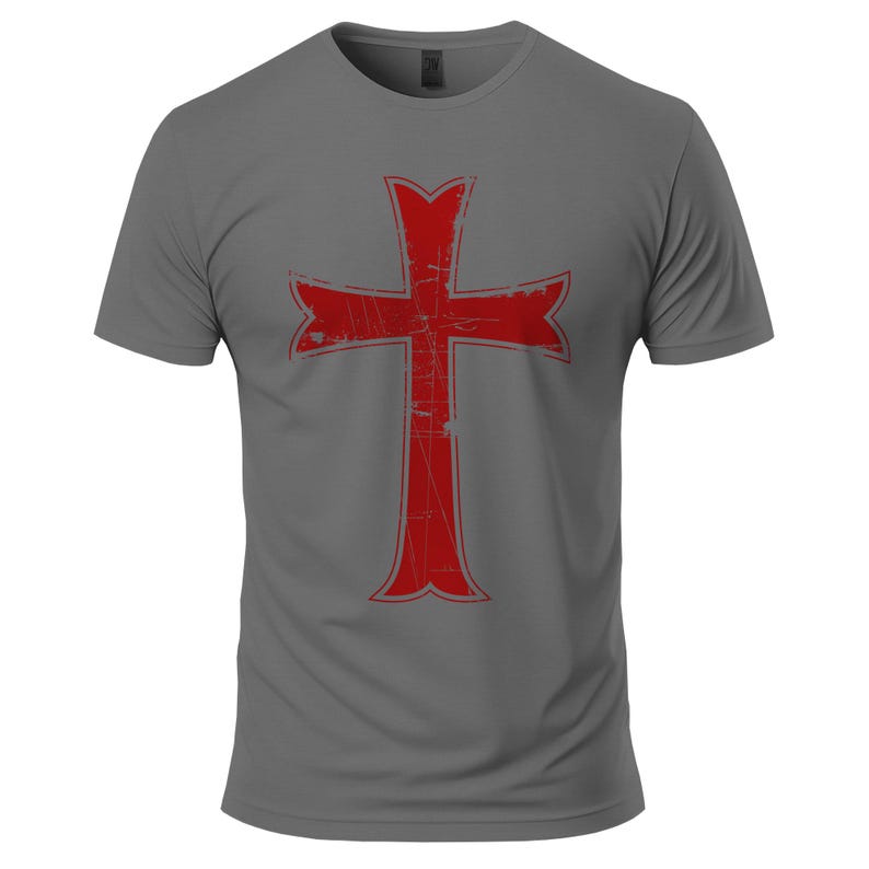 Grey t-shirt with crusader cross