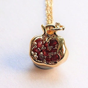 Pomegranate Persephone Necklace Gold Garnet Red Silver Jewelry Hades Greek Mythology Catherine Aragon Judaica Dark Academia image 1