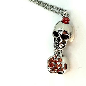 Persephone Necklace Hades Pomegranate Pendant Persephone Pomegranate Skull Necklace Silver Garnet Cubic Zirconia Jewelry Gift for Her