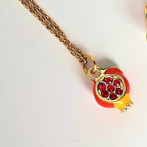 Pomegranate Necklace Pomegranate Necklace Pomegranate Necklace Enamel Cubic Zirconia Persephone Pomegranate Necklace Pomegranate Jewelry