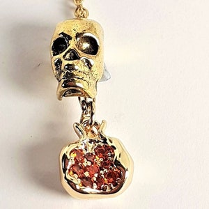 Persephone Hades Pomegranate Skull Necklace Greek Myth Underworld Jewelry Dark Academia Gothic Gift Mothers Day Symbolic Goddess Pendant