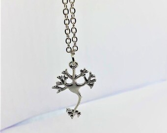 Collier Doré Avec Pendentif Cerveau Cellule Nerveuse - Longueur 46 Cm - Style Unisexe