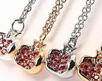 Persephone Gold Necklace Pomegranate Garnet Pendant Greek Mythology Design Handcrafted Pendant Catherine Aragon Judaica Hanukkah Bat Mitzvah
