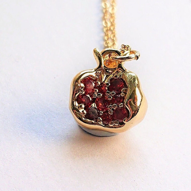 Pomegranate Persephone Necklace Gold Garnet Red Silver Jewelry Hades Greek Mythology Catherine Aragon Judaica Dark Academia image 1