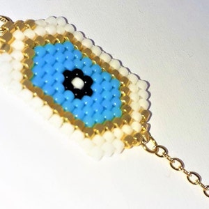 Friendship Bracelet Evil Eye Bead Bracelet  Chain Japanese Jewelry Bead Friendship Bracelet Chain Bracelet Unisex White Gold Blue Evil Eye
