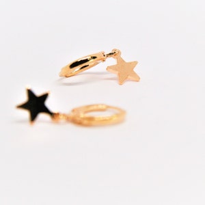 Star and Moon Earring Gold Celestial Hoops