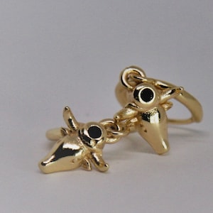 Bulls Head Hoop Earrings Gold