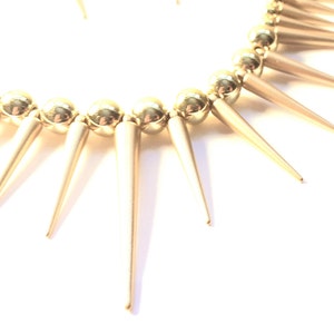 Gold Spike Necklace Matte Gold Spiked Collar Metallic Gold Bead Spike Necklace Whimsigoth Necklace Tribal Style Necklace Statement Piece image 8