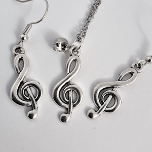 Treble Clef Jewelry Set Treble Clef Necklace Treble Clef Earings Music Note Jewelry Set Music Teacher Gift Choir Gift Musician Gift