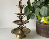 Vintage Brass Tiered Pineapple Tray Stand
