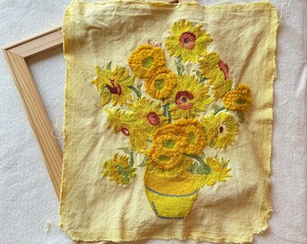 Vintage Van Gogh Sunflowers Crewel UNMOUNTED