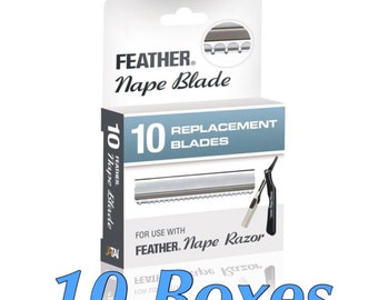 10 boxes Feather Nape razors, 10 blades per box