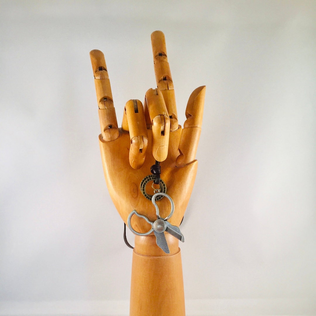 Scissors Chain Leather Scissor Necklace- EARTHY, Adjustable, Dark Brown Genuine ...