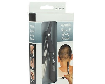 VENTE ! Kit de rasoir Feather Jatai Nape (rasoir, paquet de 10 lames, guide-lame de 2 oz)
