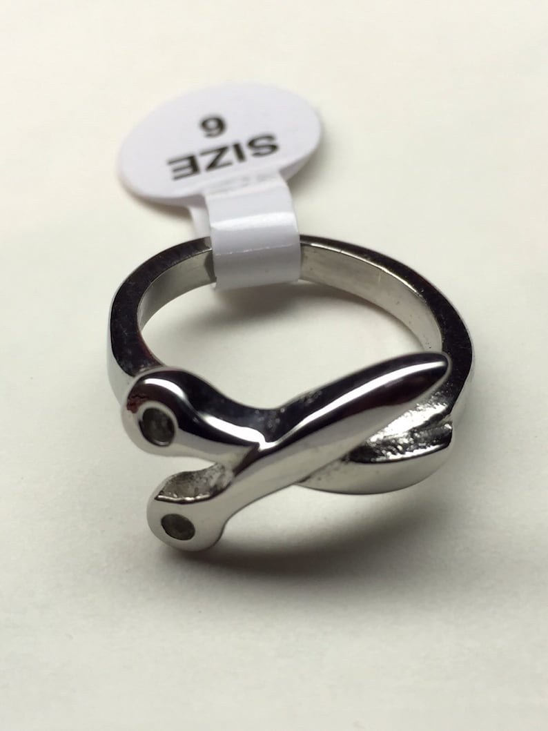 SALE Stainless Steel Scissor Ring Sz 6789. Made From Etsy