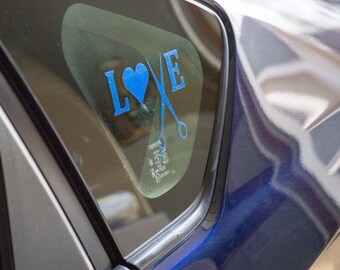 Vinyl scissor decal, LOVE, 3"x 5"