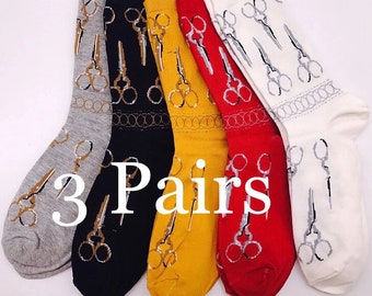 Lot de 3 paires de chaussettes rouges élégantes à ciseaux - unisexe
