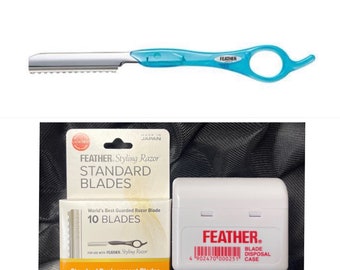 Feather Styling razor, 10pk blades, disposal case- Jayne Matthews recommended! Combo sale!