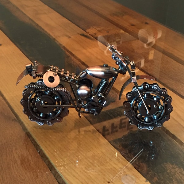 Super popular! Dirtbike motorcycle model, antique finish, solid steel