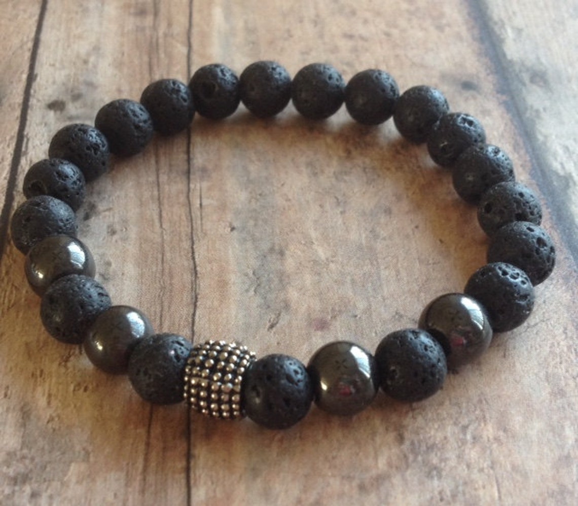 Men's Lava Rock Energy Bracelet Mens Beaded Bracelet | Etsy