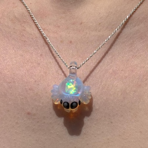 Glass Jumping Spider Pendant - Heady Glass Opal Pendant - Opal Necklace - Women&#39;s Goth Jewelry - Jumping Spider Art - Huntsman Spider