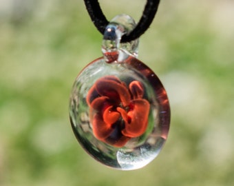 Blown Glass Rose Necklace - Petite Glass Flower Pendant - Small Heady Pendant - Christmas Jewelry for Girlfriend Necklace