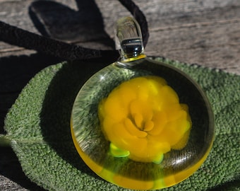 Blown Glass Pendant Necklace for Women Men Glass Flower - Etsy