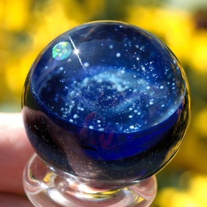 Lampwork Space Marble - Glass Boro Marble - Blown Glass Planet  - Blown Glass Marble Moon - Trippy Sculpture