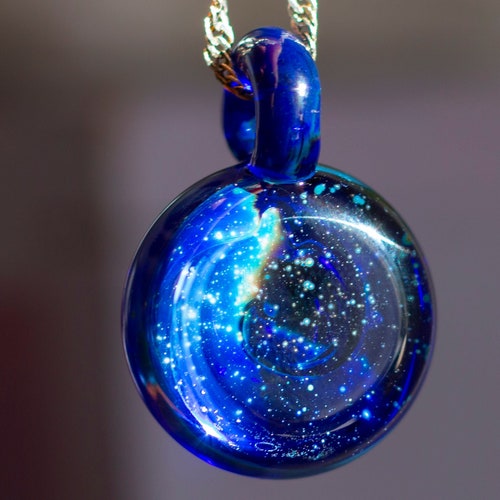 Blown Glass Pendant Necklace for Women Men Blown Glass Etsy