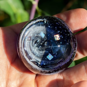 Hand Blown Glass Galaxy Sculpture - Galaxy Sculpture - Lampwork Marble - Universe Marble - Glass Galaxy Ball - Galaxy Opal
