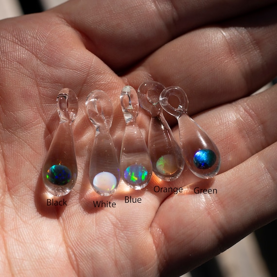 Glass opal deals pendant