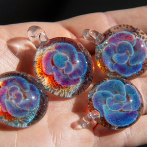 Blown Glass Pendant Necklace for Women Men - Glass Flower Necklace - Heady Glass Pendant - 21st Birthday Gift - Hawaiian Flower Necklace