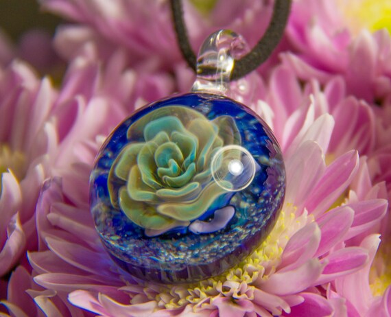 Blown Glass Flower Pendant Necklace For Woman Glassblown - Blown Glass Flower Pendant Necklace Blown Glass Flower Pendant Necklace For Woman Glassblown - Blown Glass Flower Pendant Necklace