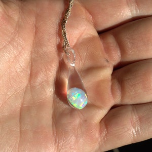 Heady Glass Pendant with Opal - Mystical Jewelry - Coin Opal Necklace - Blown Glass Pendant Necklace - Trippy Glass Pendant Opal