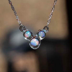 Heady Glass Pendant with Opal - Borosilicate Glass - Grandma Mothers Day Gift Ideas - Hand Blown Glass Necklace - Lampwork Pendant