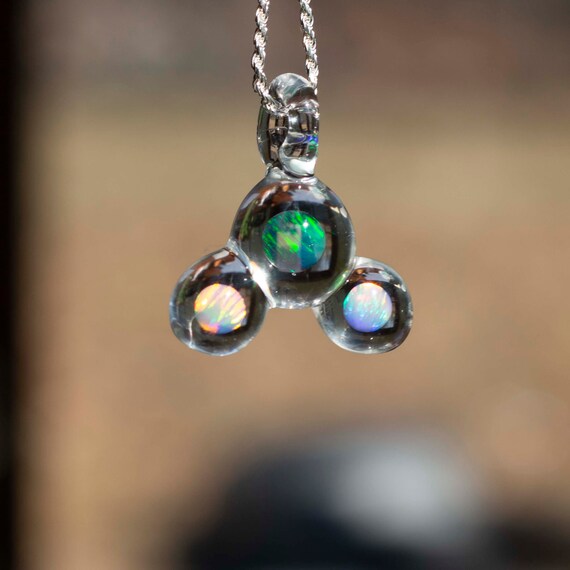 オパールのヘディガラスペンダント - 母の日ギフトネックレス - ガラス