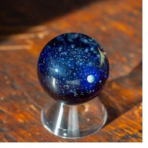 Lampwork Space Marble - Glass Boro Marble - Blown Glass Planet  - Blown Glass Marble Moon - Trippy Sculpture