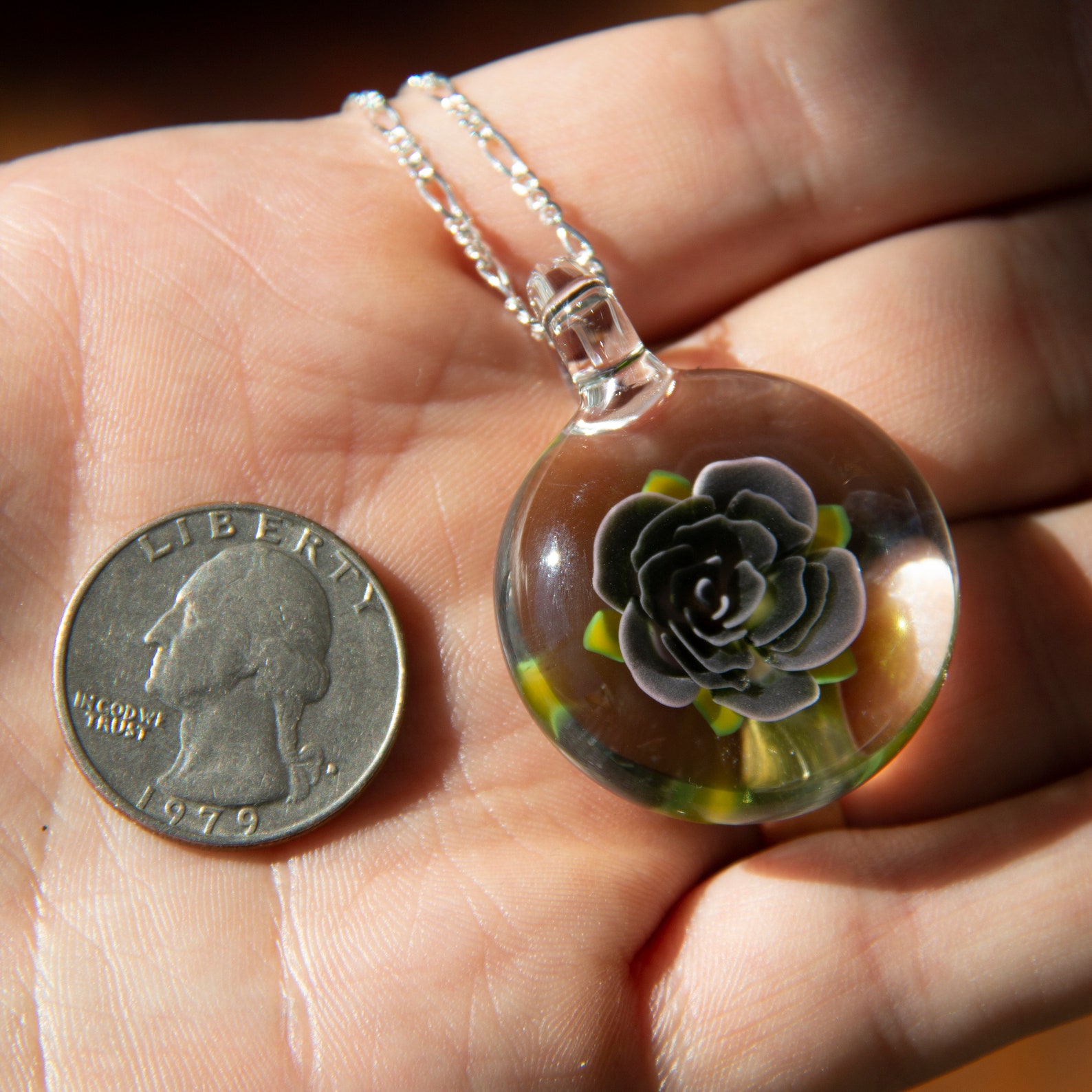 Blown Glass Pendant Rose Necklace Blown Glass Jewelry Etsy