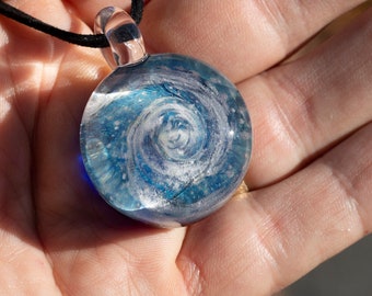 Lampwork Galaxy Pendant - Mens Pendant Space - Heady Glass Pendant - Stocking Stuffers for Men - Glass Space Necklace