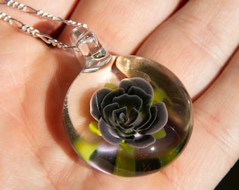 Blown Glass Pendant - Rose Necklace - Blown Glass Jewelry - Glass Blown Necklace - Heady Glass Pendant -