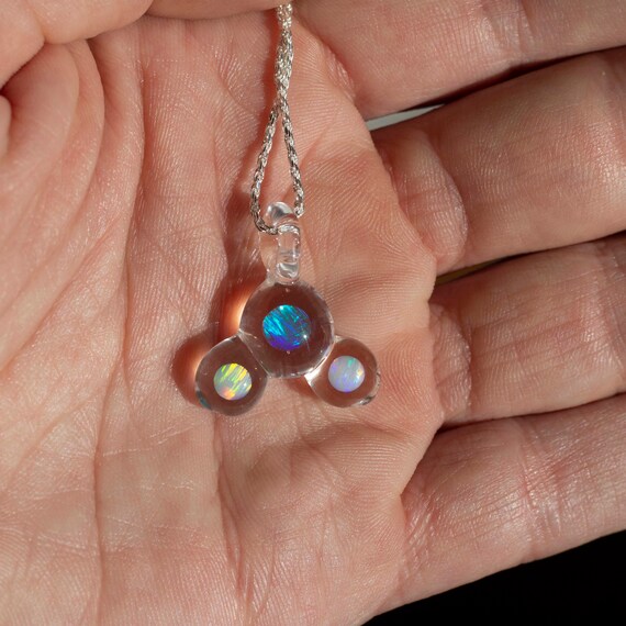オパールのヘディガラスペンダント - 母の日ギフトネックレス - ガラス