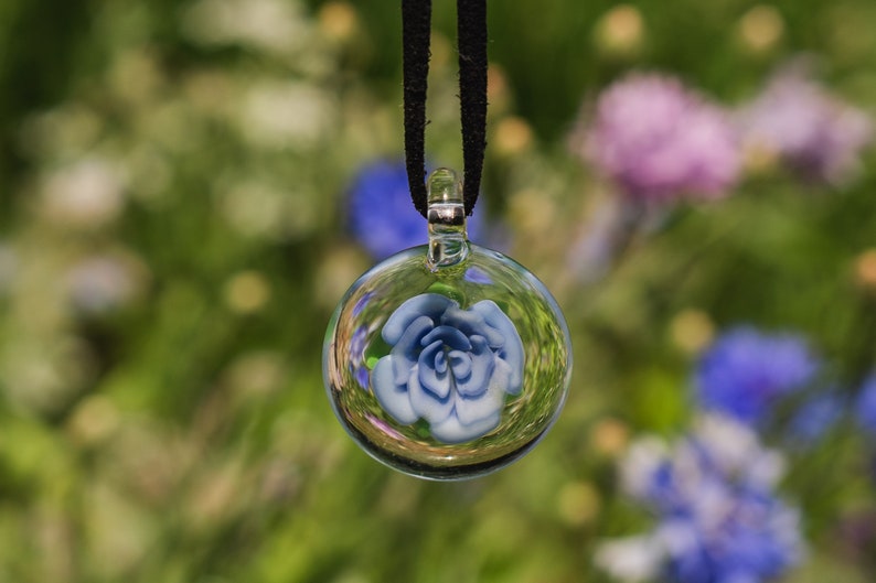 Blown Glass Flower Pendant Necklace for Women Glass Necklace Etsy
