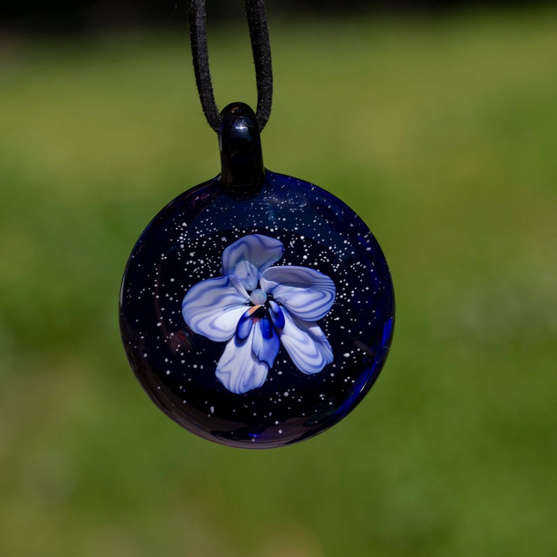 Glass Orchid Pendant Necklace Heady Jewelry Gift For Mom From Daughter