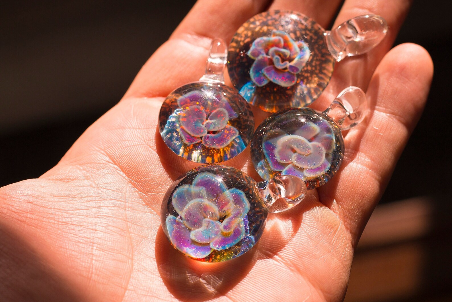 Blown Glass Pendant Necklace for Women Men Blown Glass Etsy