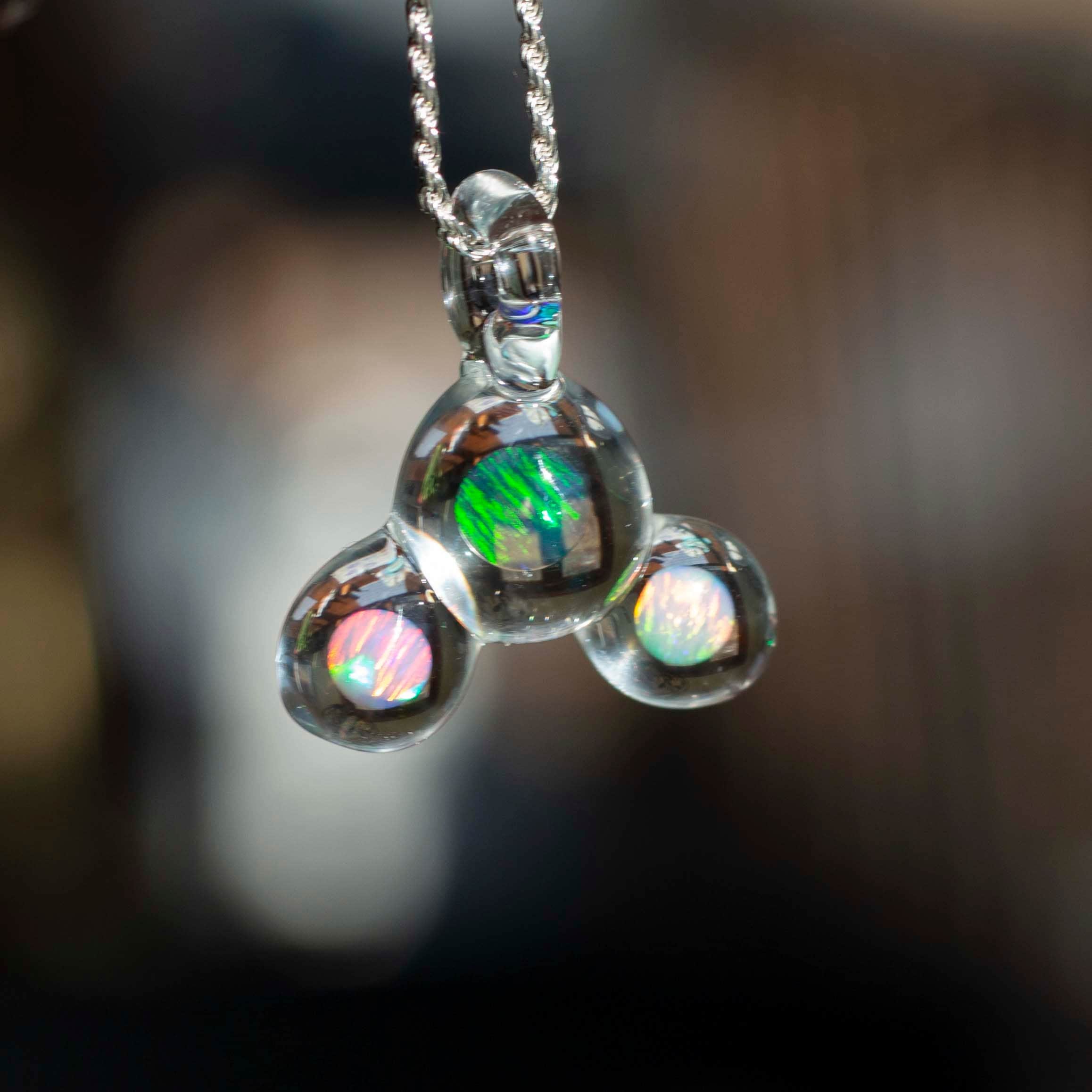 オパールのヘディガラスペンダント - 母の日ギフトネックレス - ガラス