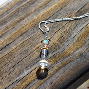 Glass Chess Piece Pendant - King Chess Piece - Glass King Pendant - Large Blown Glass Pendant with Opal - Gift for Chess Player