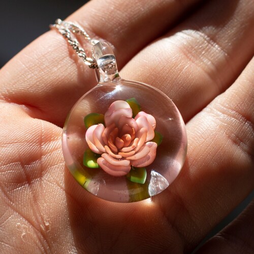 Blown Glass Pendant Necklace for Women Men Blown Glass Etsy