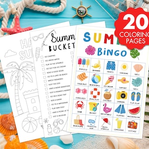 INSTANT DOWNLOAD Summer coloring pages summer party summer kids summer vacation