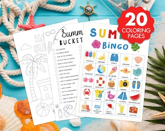 INSTANT DOWNLOAD Summer coloring pages summer party summer kids summer vacation
