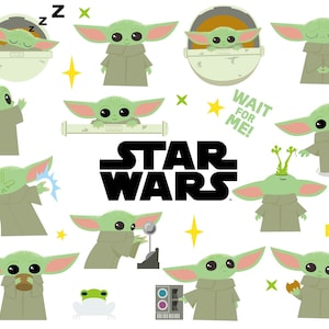 INSTANT DOWNLOAD Cute colored baby yoda vector sticker clipart design Digital design for star war
